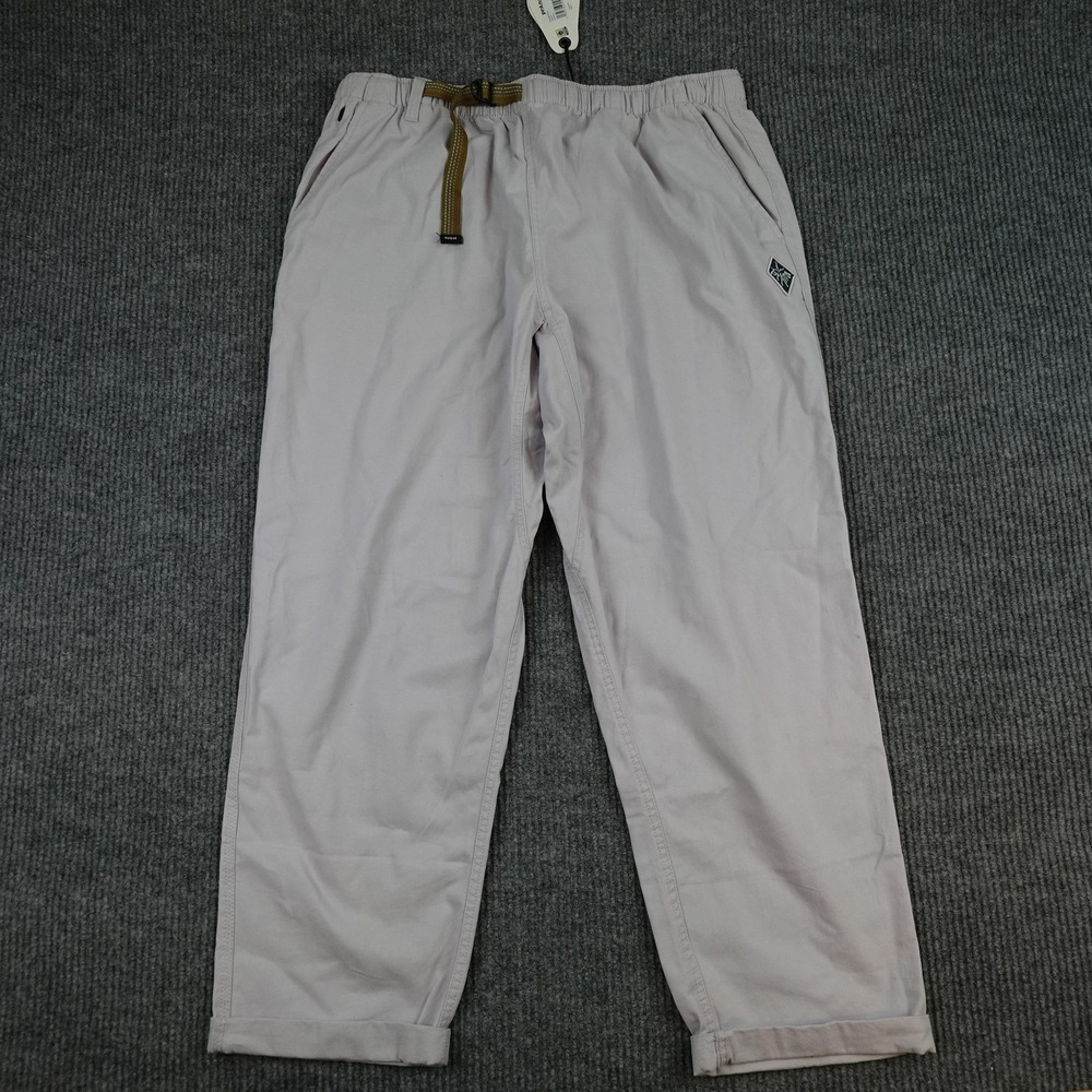 Prana Durado Pants Womens XL Purple Twill Elastic Waist Belted Chino Casual